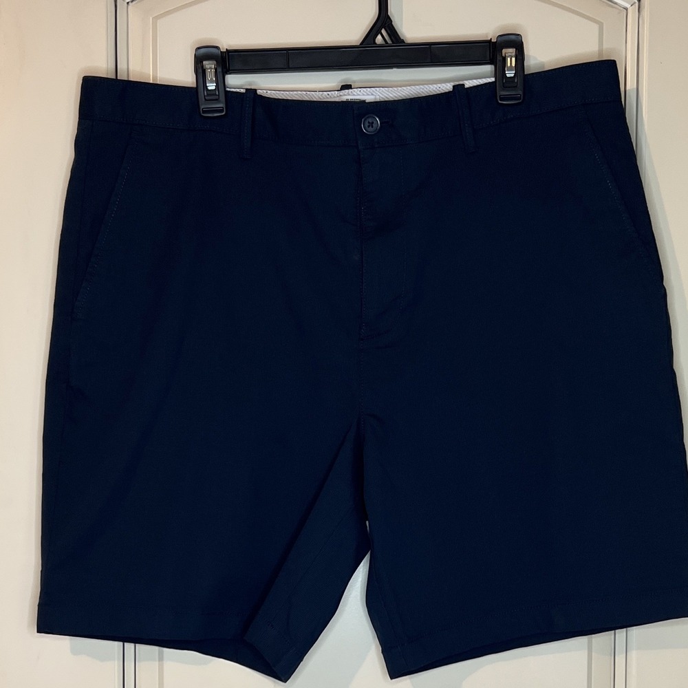 Original Penguin Men's 38 Blue Stretch Chino Shorts Flat Front 9" Inseam Regular